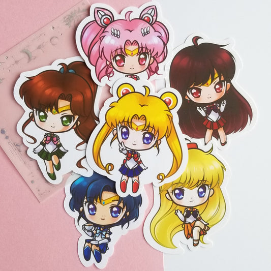 Sailor Moon Sticker Set | Serena - Moon | Amy - Mercury | Raye - Mars | Mina - Venus | Lita - Jupiter | Chibiusa -Chibi Moon