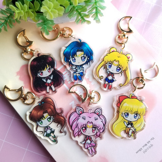 Sailor Moon Acrylic Charms 2", 2.5" | Serena - Moon | Amy - Mercury | Raye - Mars | Mina - Venus | Lita - Jupiter | Chibiusa -Chibi Moon