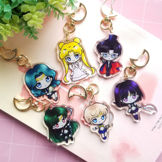 Sailor Moon Acrylic Charms 2", 2.5" | Princess Serenity | Tuxedo Mask | Neptune - Michiru| Uranus - Haruka| Pluto - Setsuna| Saturn - Hotaru